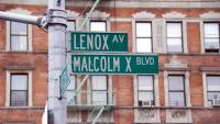 Street sign depicting Lenox Ave, aka Malcom X Blvd.